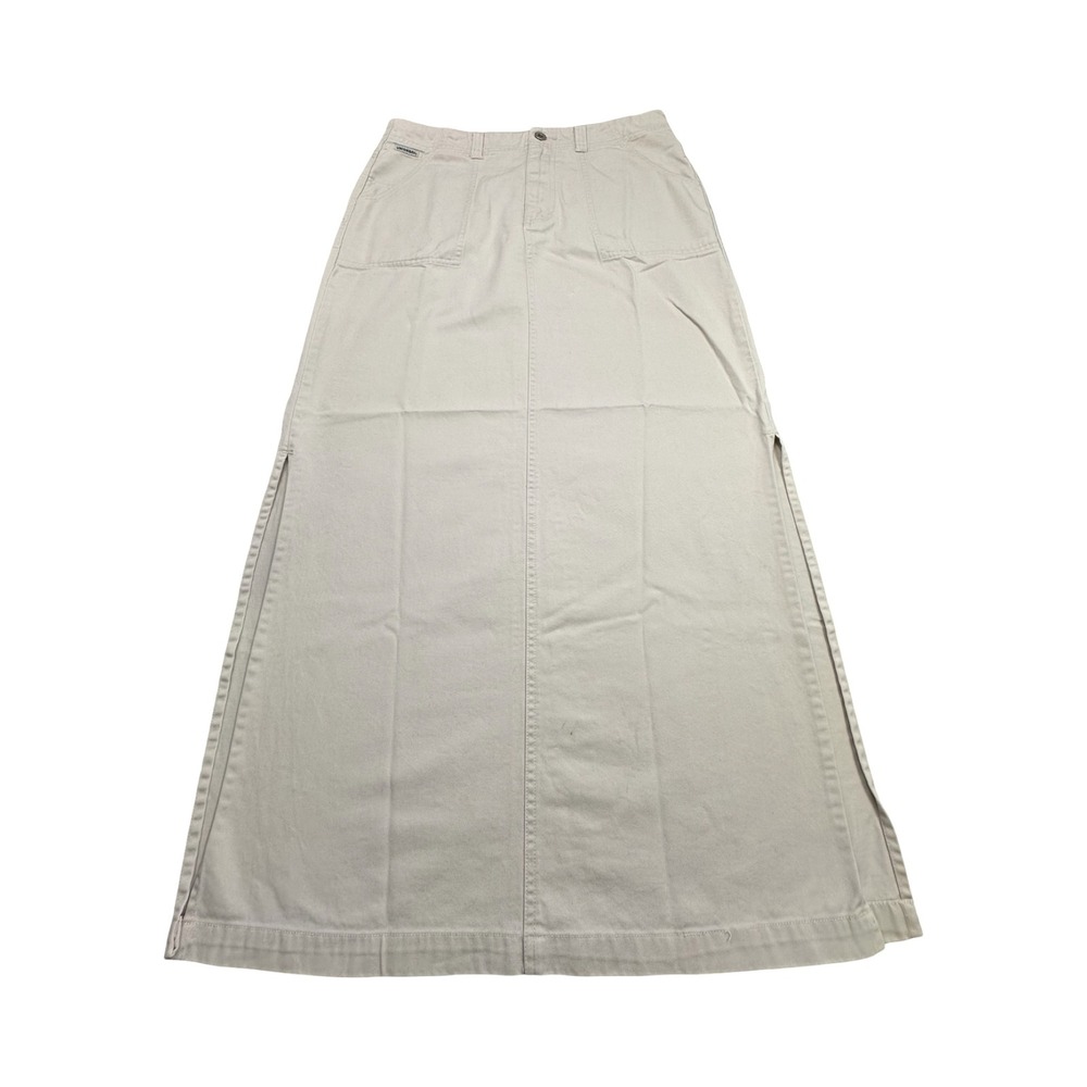 Unionbay Maxi Skirt Womens 11 Beige 32x37 Long Denim Cotton Workwear 90's